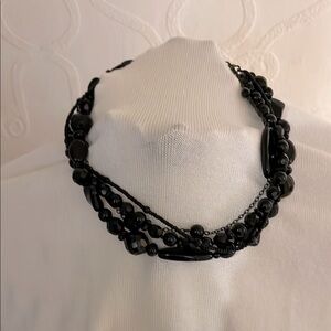 NWOT Elegant Black Beaded Choker Necklace